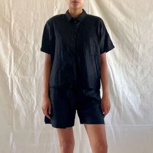 COS Black Linen Matching Set - Top and Bermuda Shorts - Relaxed Fit